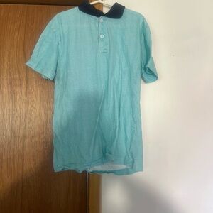 Kids Aqua Polo Shirt with Navy Collar
